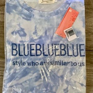 FINAL MARKDOWN $6 "BLUE BLUE BLUE" Tie Dye T-Shirt(NIB, HANDMADE)